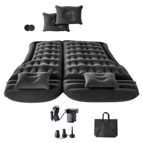 Car Air Mattress, Inflatable Car Camping Mattress, Flocking Thickened Travel Beds, Durable Portable Sleeping Pad with Air Pump, 2 Pillows, Nozzle